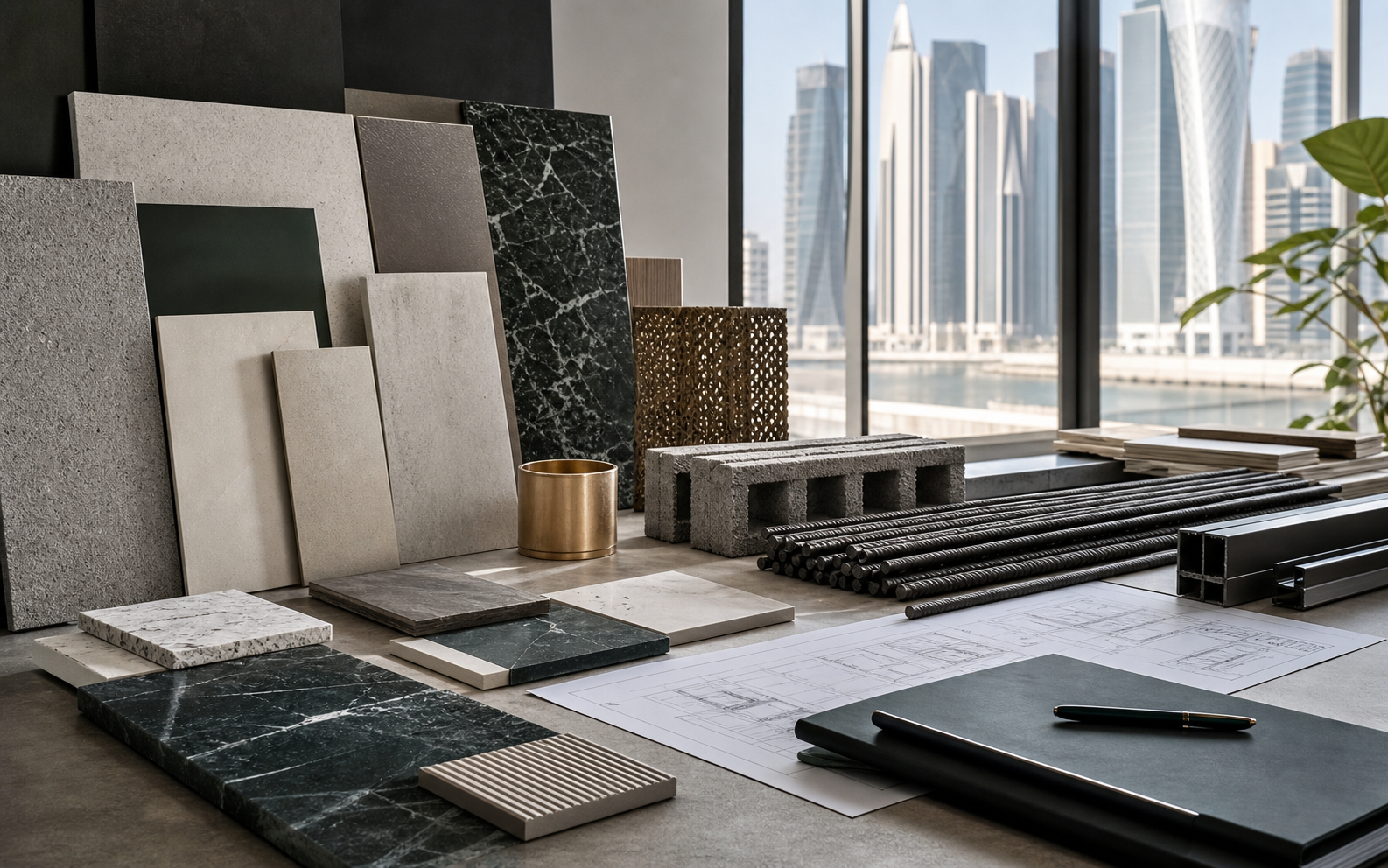 Organized building materials and project samples